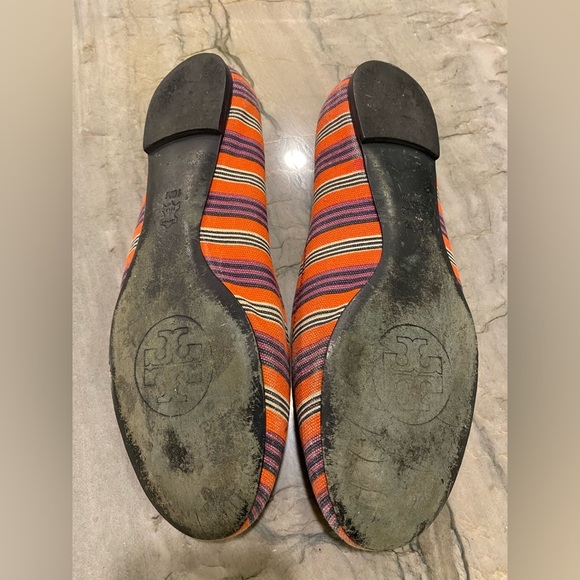 Tory Burch Reva Bauer Stripe Printed Canvas Flats - Picture 7 of 10